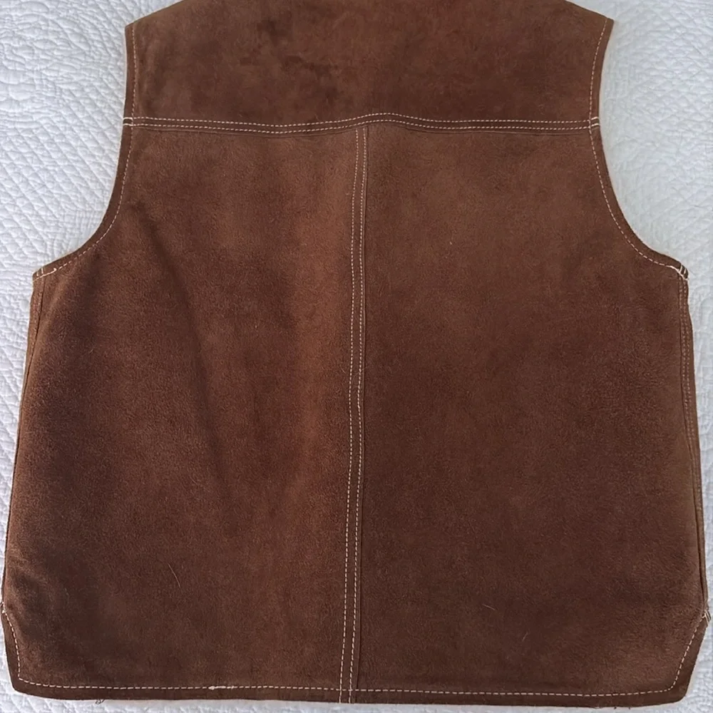 Vintage Sears ‘The Leather Shop’ Brown Suede Shearling-Lined Men's Vest. Size L